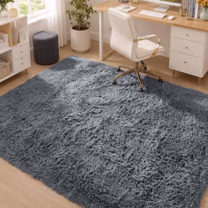 OLANLY Area Rugs for Living Room Bedroom, Machine Washable 4x5.9 ft Soft Fluffy Shaggy Bedside Rug, Indoor Floor Carpet for Kids Girls and Boys, Dorms, Nursery Rooms, Home Decor Aesthetic, Grey - Image 7