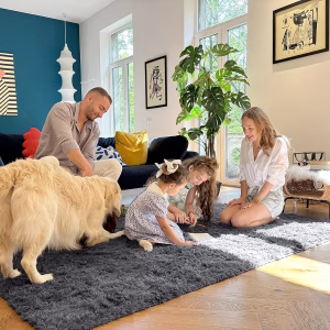 OLANLY Area Rugs for Living Room Bedroom, Machine Washable 4x5.9 ft Soft Fluffy Shaggy Bedside Rug, Indoor Floor Carpet for Kids Girls and Boys, Dorms, Nursery Rooms, Home Decor Aesthetic, Grey - Image 5