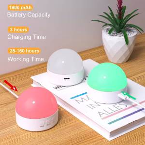Kintion Portable Night Light, Rechargeable Dimmable 8 Color Lighting (1pcs) 1800mAh Battery Small LED Lamp for Nursery, Baby, Kids and Adults - Image 4