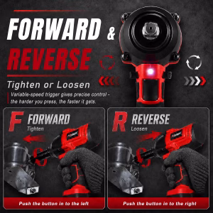 AOBEN Cordless Impact Wrench 1/2 Inch, Power Impact Gun Kit, Max 600N. M/450Ft-lbs High Torque Electric Impact Driver for Car RV Tire, 4.0Ah Battery, Charger, 6 Sockets & Storage Tool Case - Image 4