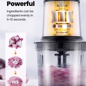 Food Processor 4 Cup, Electric Food Chopper, 【Small but Powerful】Meat Grinder with 2 Bowls, 2 Speed & 4 Blades for Vegetable, Meat, Nuts, Functions for Chopping, Dicing, Mixing and Puree - Image 5