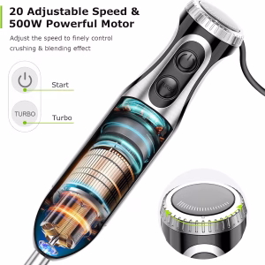 Bonsenkitchen Immersion Blender with Food Processor, 20 Speeds & Turbo Mode 4-in-1 Emulsion Hand Blender, Egg Whisk, 24 oz Beaker & Chopper Bowl, Portable Hand Mixer for Smoothie, Soup, Baby Food - Image 3