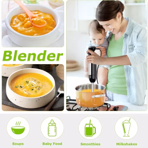 Bonsenkitchen Immersion Blender with Food Processor, 20 Speeds & Turbo Mode 4-in-1 Emulsion Hand Blender, Egg Whisk, 24 oz Beaker & Chopper Bowl, Portable Hand Mixer for Smoothie, Soup, Baby Food - Image 4