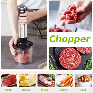 Bonsenkitchen Immersion Blender with Food Processor, 20 Speeds & Turbo Mode 4-in-1 Emulsion Hand Blender, Egg Whisk, 24 oz Beaker & Chopper Bowl, Portable Hand Mixer for Smoothie, Soup, Baby Food - Image 6