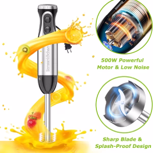 Bonsenkitchen Immersion Blender with Food Processor, 20 Speeds & Turbo Mode 4-in-1 Emulsion Hand Blender, Egg Whisk, 24 oz Beaker & Chopper Bowl, Portable Hand Mixer for Smoothie, Soup, Baby Food - Image 7