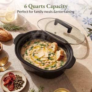 MAGNIFIQUE 6 Quart Programmable Slow Cooker Removable Healthy Nonstick Pot - Small Kitchen Appliance for Family Dinners - Serves 6+ People - Heat Settings: Keep Warm Oatmeal - Image 3