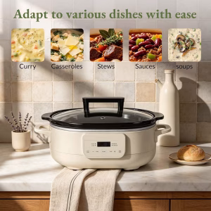 MAGNIFIQUE 6 Quart Programmable Slow Cooker Removable Healthy Nonstick Pot - Small Kitchen Appliance for Family Dinners - Serves 6+ People - Heat Settings: Keep Warm Oatmeal - Image 5