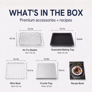VAL CUCINA Infrared Heating 26.3 QT Air Fryer Toaster Oven, Large Countertop Convection Oven 10-in-1 Combo, 6-Slice Toast, Enamel Baking Pan Easy Clean with Recipe Book, Brushed Stainless Steel Finish - Image 2