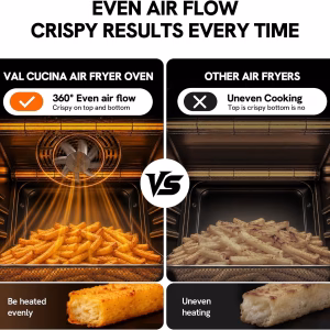 VAL CUCINA Infrared Heating 26.3 QT Air Fryer Toaster Oven, Large Countertop Convection Oven 10-in-1 Combo, 6-Slice Toast, Enamel Baking Pan Easy Clean with Recipe Book, Brushed Stainless Steel Finish - Image 4