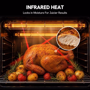 VAL CUCINA Infrared Heating 26.3 QT Air Fryer Toaster Oven, Large Countertop Convection Oven 10-in-1 Combo, 6-Slice Toast, Enamel Baking Pan Easy Clean with Recipe Book, Brushed Stainless Steel Finish - Image 5