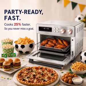 VAL CUCINA Infrared Heating 26.3 QT Air Fryer Toaster Oven, Large Countertop Convection Oven 10-in-1 Combo, 6-Slice Toast, Enamel Baking Pan Easy Clean with Recipe Book, Brushed Stainless Steel Finish - Image 6