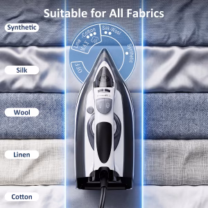 Steam Iron for Clothes 20s Rapid Heating,Iron for Vertical Steaming 1700W Steamer Ironing 13.52oz Large Water Tank, Non-Stick Ceramic Soleplate, 3-Way Auto-Off, Anti-Drip, Self-Cleaning, Grey - Image 6