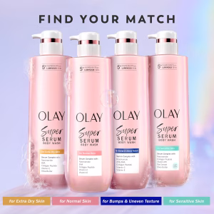 Olay Super Serum Body Wash for Extra Dry Skin, 24hr Long Lasting Rich Hydration, 5+ Ingredient Complex for Bright, Even, Firm, & Luminous Skin, with Collagen Peptide, Vitamin C & Shea Butter, 20 fl oz - Image 7