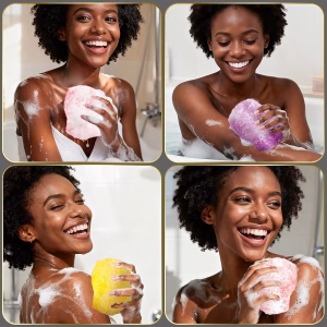 3 Pack African Net Sponge, African Exfoliating Net Bath Sponge Long Net Bath Sponge Exfoliating Shower Body Scrubber Back Scrubber Skin Smoother,Great for Daily Use (Pink,Yellow,Purple) - Image 7