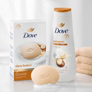 Dove Shea Butter Beauty Bar Soap 8 Count, Cleanser, 3.75 oz I beauty bar Moisturizing beauty bar with ¼ moisturizing cream and shea butter for soft, radiant skin - Image 8