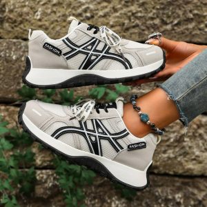 Women s Thick Soled Hidden Heel Increasing Lace Up Dad Shoes Comfortable Fashion Trendy Casual Sneakers For Daily Wear - Image 3