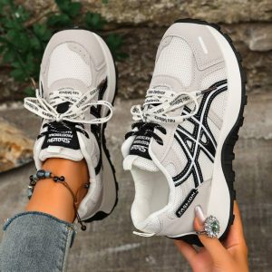 Women s Thick Soled Hidden Heel Increasing Lace Up Dad Shoes Comfortable Fashion Trendy Casual Sneakers For Daily Wear - Image 5