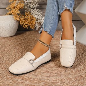 Flower Buckle Square Toe Shallow Single Shoes Women's Summer and Autumn 2026 Lightweight Flats - Image 3