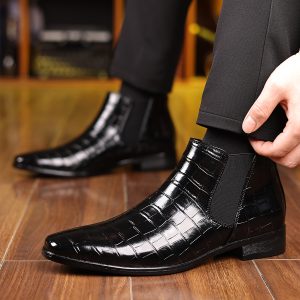 Designer New Platform Leather Chelsea Boots for Men Fashion Soft-soled Men's Luxury Dress Shoes All Seasons Male Ankle Boots - Image 4