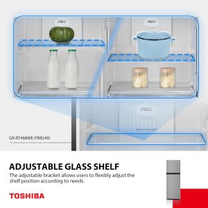 TOSHIBA Refrigerator 338L Top Mount Freezer Rikyu Grey - Image 5
