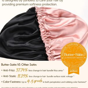 YANIBEST Adjustable Satin Bonnet Double Layer Hair Bonnet for Sleeping Bonnets for Women Hats Curly Natural Hair, Blush Pink - Image 5