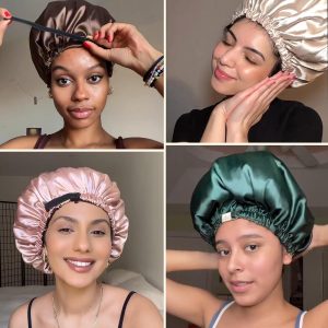 YANIBEST Adjustable Satin Bonnet Double Layer Hair Bonnet for Sleeping Bonnets for Women Hats Curly Natural Hair, Blush Pink - Image 6