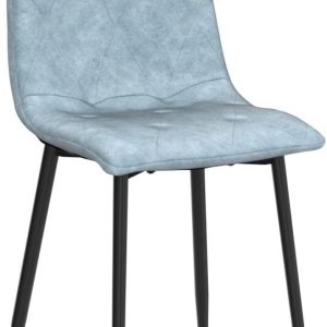 Btrpily 4 Set of Dining Chairs, Metal Frame Dining Chair for Kitchen Room,Technology Cloth Seat Chair for Living Room, Bedroom(Light Blue) - Image 4