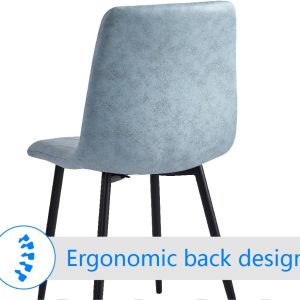 Btrpily 4 Set of Dining Chairs, Metal Frame Dining Chair for Kitchen Room,Technology Cloth Seat Chair for Living Room, Bedroom(Light Blue) - Image 5