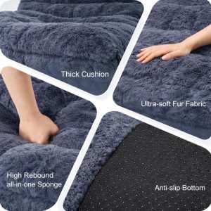 Memory Foam Bean Bag Chairs with Filler Faux (Dark Grey) Beanbags Lazy Sofa for Memory Foam BeanBag Chair Bean Bag Sofa for Bedroom, Living Room, Office and Home - Image 6