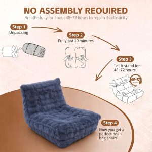 Memory Foam Bean Bag Chairs with Filler Faux (Dark Grey) Beanbags Lazy Sofa for Memory Foam BeanBag Chair Bean Bag Sofa for Bedroom, Living Room, Office and Home - Image 7