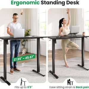 SIAGO Electric Standing Desk Adjustable - 48 x 24 Inch Sit Stand up Desk with Cable Management - 3 Memory Preset Adjustable Height Table - Image 5