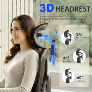 FLEXISPOT ErgoX Premium Ergonomic Office Chair Black-FT Adjustable Armrests, Dynamic Lumbar Support, Recline & Tilt Function, Mesh with Footrest, Home & Office Use - Image 3