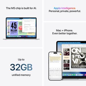 Apple 2026 MacBook Air 13-inch Laptop with M5 chip: Built for AI, 13.6-inch Liquid Retina Display, 16GB Unified Memory, 512GB SSD, 12MP Center Stage Camera, Touch ID, Wi-Fi 7; Midnight - Image 6