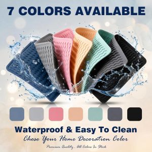 2 Pack Caketime Silicone Dish Drying Mat for Kitchen Counter Heat Resistant Under Sink Waterproof Coffee Bar Accessories Dining Rack Stone Utensil Holder Countertop Decor Must Haves 2026 - Image 5