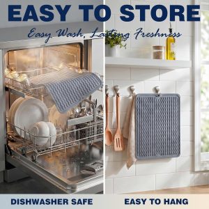 2 Pack Caketime Silicone Dish Drying Mat for Kitchen Counter Heat Resistant Under Sink Waterproof Coffee Bar Accessories Dining Rack Stone Utensil Holder Countertop Decor Must Haves 2026 - Image 7