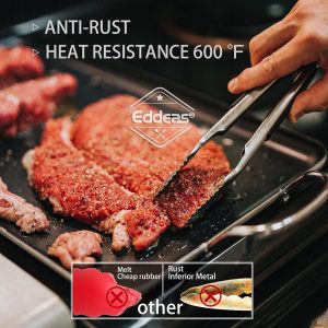 Tongs For Cooking Up to 600 °F Metal Kitchen Tongs 3PCS 7,9,12 Inch Heat Resistant 600 Degrees Stainless Steel,Heavy Duty Metal Locking Tong for Food,Salad and BBQ Dishwasher Safe - Image 6