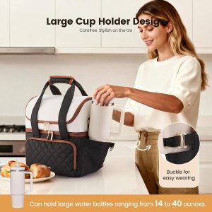 LOVEVOOK Insulated Lunch Box for Women,Large Double Deck Adult Lunch Bag Teacher Lunch Tote Bag with Cup Holder,Leakproof Cooler Bag for Work,Picnic Beach,Family,College,Gift,Larger 15L - Image 5