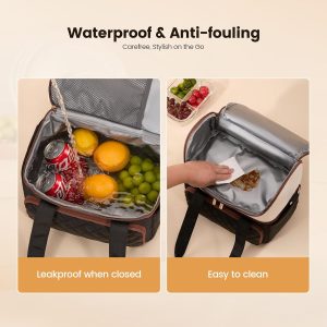 LOVEVOOK Insulated Lunch Box for Women,Large Double Deck Adult Lunch Bag Teacher Lunch Tote Bag with Cup Holder,Leakproof Cooler Bag for Work,Picnic Beach,Family,College,Gift,Larger 15L - Image 7