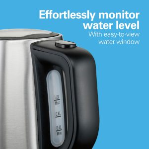 Hamilton Beach 1 Liter Electric Tea Kettle, Water Boiler & Heater Fast Boiling 1500 Watts | BPA Free | Cordless Serving | Auto-Shutoff & Boil-Dry Protection | Mesh Filter | Stainless Steel - Image 6