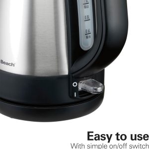 Hamilton Beach 1 Liter Electric Tea Kettle, Water Boiler & Heater Fast Boiling 1500 Watts | BPA Free | Cordless Serving | Auto-Shutoff & Boil-Dry Protection | Mesh Filter | Stainless Steel - Image 8