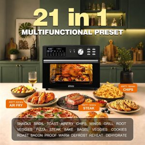 31.7Qt Large Air Fryer Toaster Oven,21 in 1 Presets,Dual Cook,6 Accs,Black - Image 5