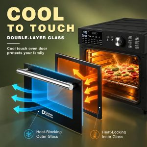 31.7Qt Large Air Fryer Toaster Oven,21 in 1 Presets,Dual Cook,6 Accs,Black - Image 7