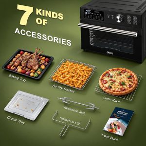31.7Qt Large Air Fryer Toaster Oven,21 in 1 Presets,Dual Cook,6 Accs,Black - Image 10