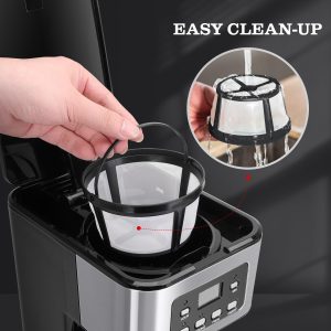Taylor Swoden 12-Cup Programmable Coffee Maker, Black & Stainless Steel Regular & Strong Brew Drip Coffee Machine for Home and Office, 24H Timer, Glass Carafe, Pause & Serve, Auto Shut Off - Image 8