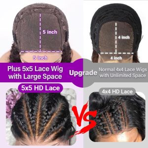 Curly Bob Wig Human Hair 5x5 Wear And Go Glueless Wigs Human Hair Pre Plucked Pre Cut Deep Wave Lace Front Closure Wigs For Black Women 200 Density Curly Wig Glueless Wear And Go Black 12 Inch - Image 2