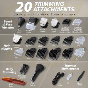 OLOV For Man Beard Trimmer, 21 Piece All-in-One Mens Grooming Kit and Hair Clipper, Nose, Ear,Body and Face, Electric Razor with USB Recharge Dock - Image 2