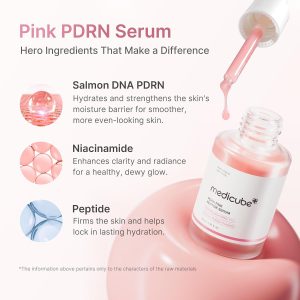 medicube PDRN Pink Peptide Serum with Salmon DNA Pink Glow Serum - Peptides & Niacinamide for Hydration & Firm-Looking Skin, Uneven Tone Care, Korean Skincare, 1.01 fl. Oz - Image 3