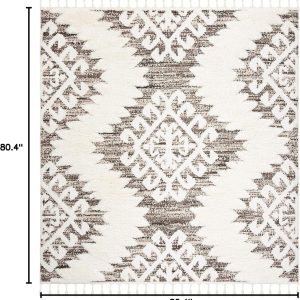 SAFAVIEH Moroccan Tassel Shag Square Rug 6'7", Soft Ivory & Brown MTS652A 2" Pile, Soft, Plush, Fluffy, Indoor Rug, Polypropylene Fibers, Kid & Pet Friendly, Easy Care, living room, bedroom, kitchen - Image 4