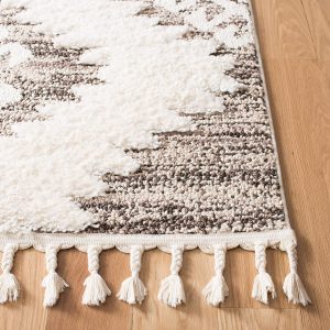 SAFAVIEH Moroccan Tassel Shag Square Rug 6'7", Soft Ivory & Brown MTS652A 2" Pile, Soft, Plush, Fluffy, Indoor Rug, Polypropylene Fibers, Kid & Pet Friendly, Easy Care, living room, bedroom, kitchen - Image 2