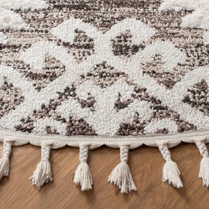 SAFAVIEH Moroccan Tassel Shag Square Rug 6'7", Soft Ivory & Brown MTS652A 2" Pile, Soft, Plush, Fluffy, Indoor Rug, Polypropylene Fibers, Kid & Pet Friendly, Easy Care, living room, bedroom, kitchen - Image 6